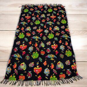 Black Tropical Fish Sarong‎ Scarf Beach Cover Up 100 Viscose Boho Coastal Resort